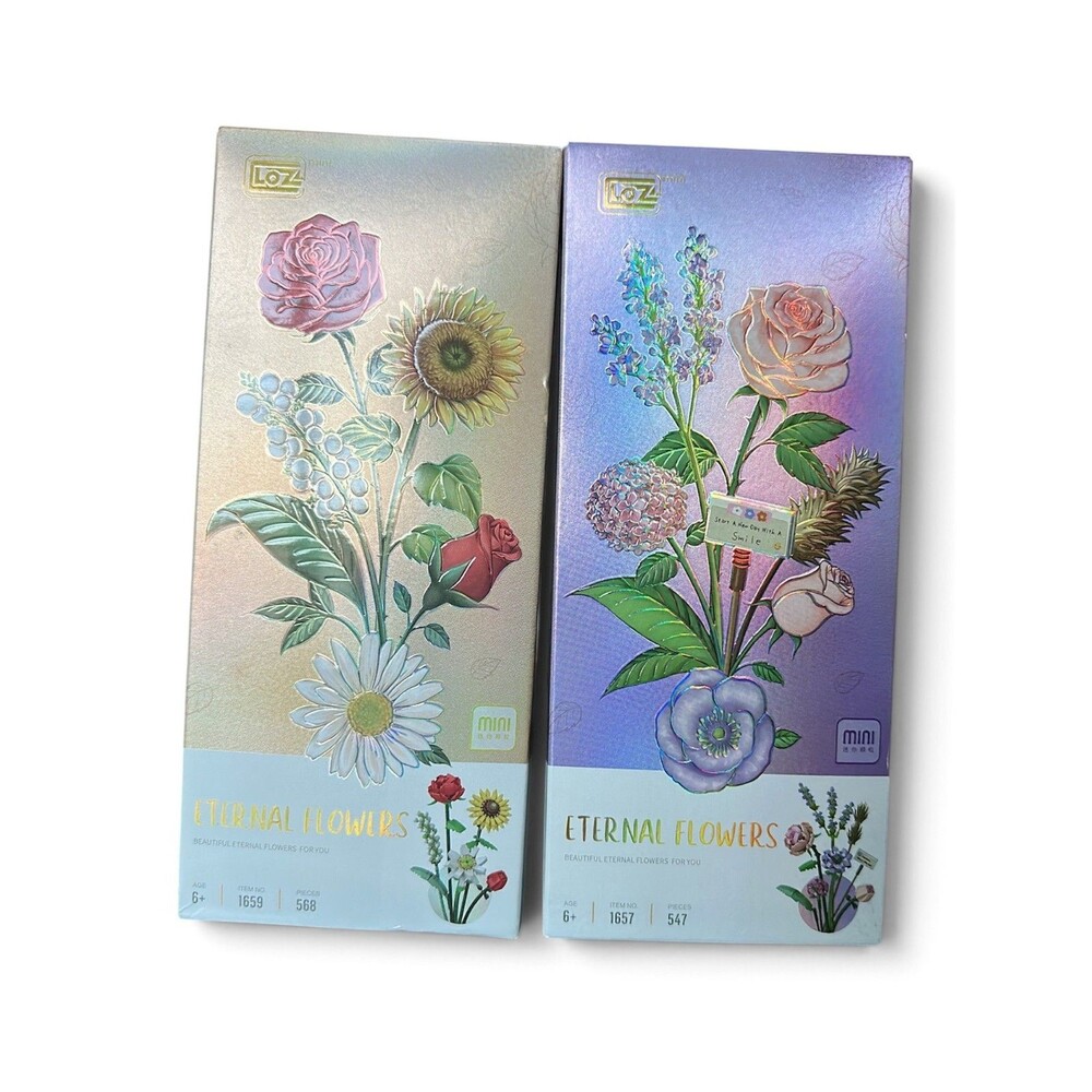 LOZ Mini Eternal Flowers Building Blocks Set of 2- 568 & 547 Pcs Each New